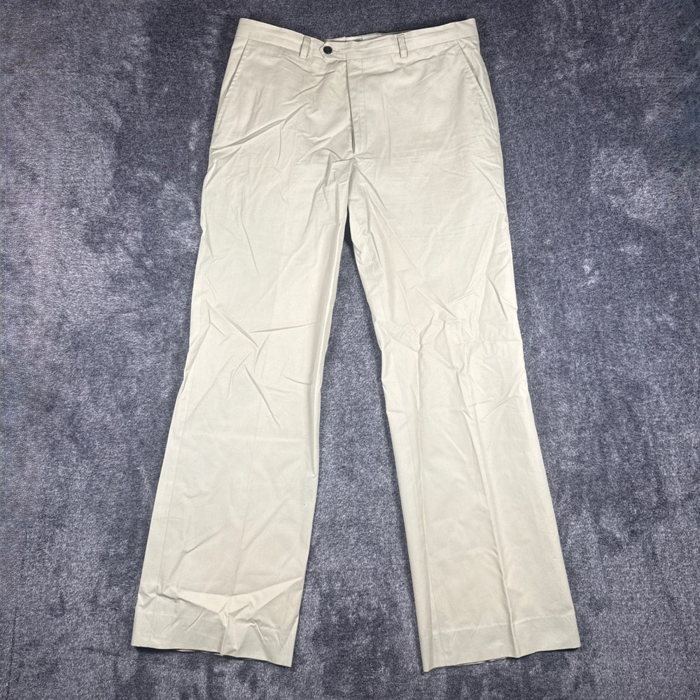 Vintage Dries Van Noten Pants Mens 50 Beige Cotton Flare Leg Made in Belgium